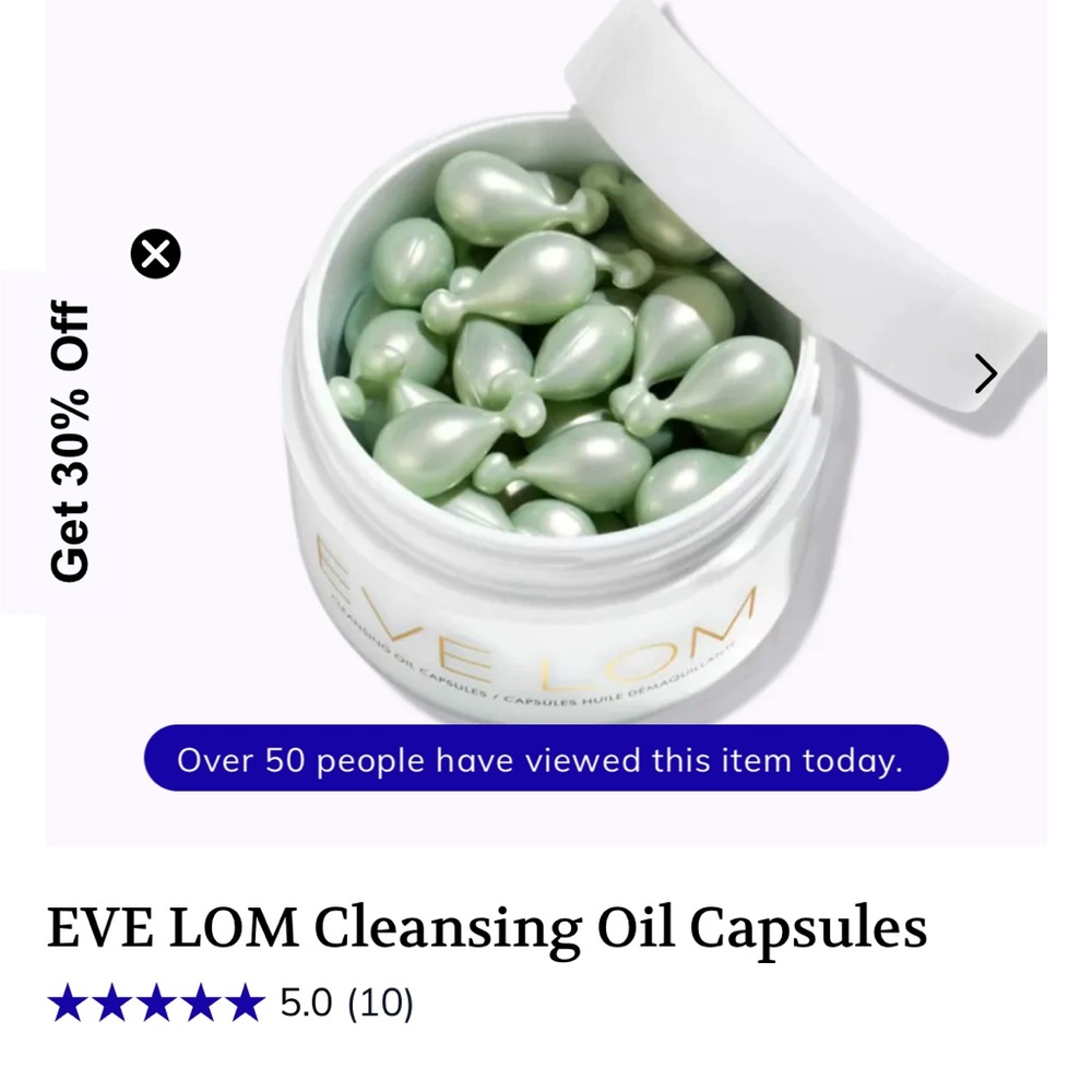 EVE LOM 
CLEANSING OIL CAPSULES 
BNIB ** gift ready!!! 🎁